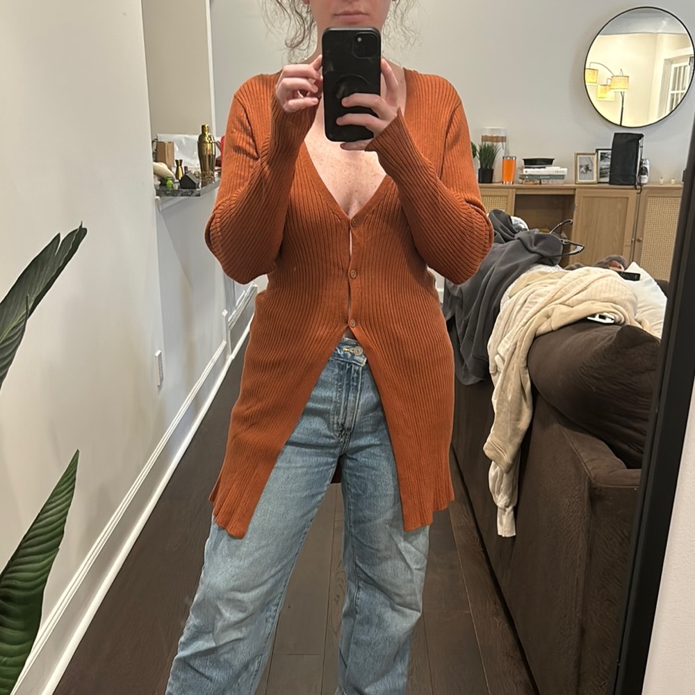 Ribbed Rust Cardigan - Picture 6 of 6